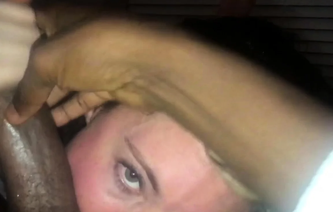 Interracial blowjob for brunette sucking big black cock