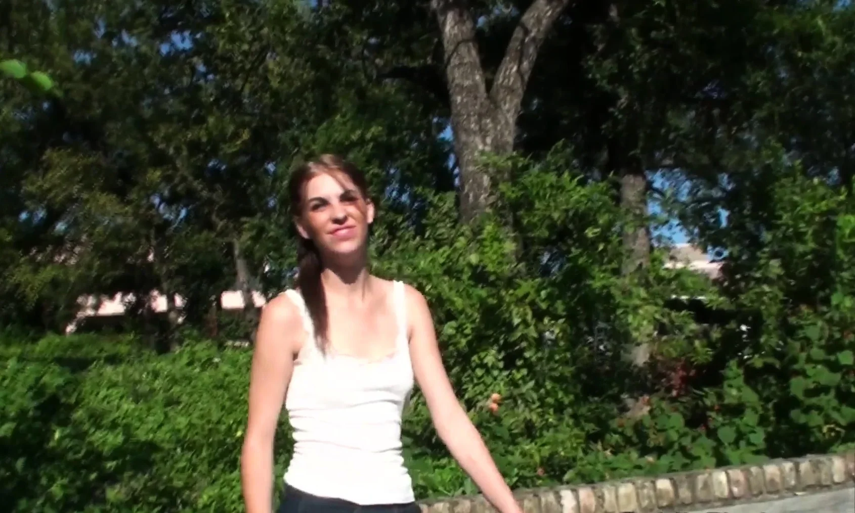 Busty amateur teen outdoor hardcore action with cum