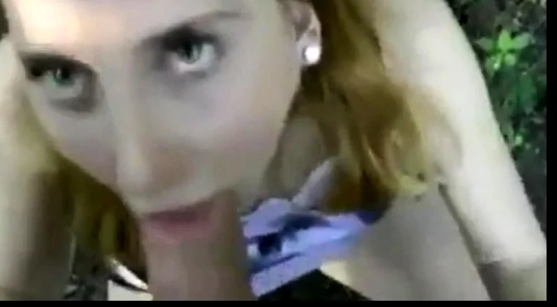 Blonde girl wanted to fuck in the woods and tastes the cum