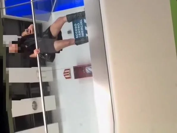 Woman wearing no panties in shopping