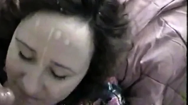 Girl gives blowjob and hubby sprays her with big facial