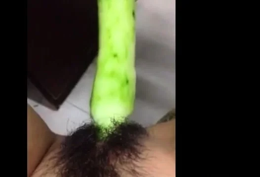 Horney Chinese student shape cucumber as cock and fuck herse