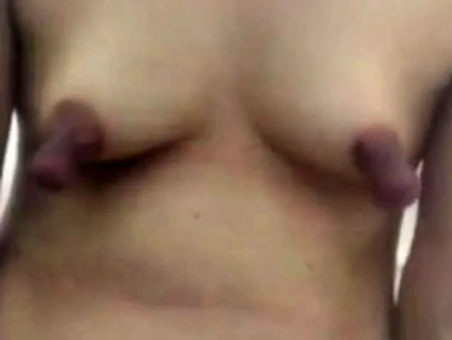Mature playing with extreme big nipples