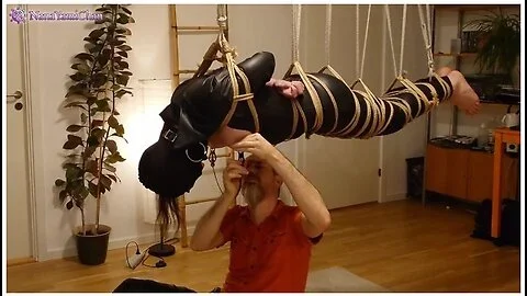 Verified Amateurs - Girl In Leather Catsuit Gets Shibari Energy Tied, Suspended, Nipple Clamps. Real Uncut Play!