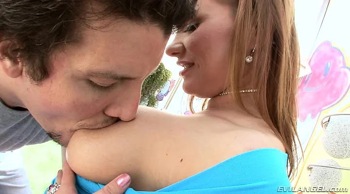 Slutty redhead with big tits slides a dick in her mouth before it explores her ass