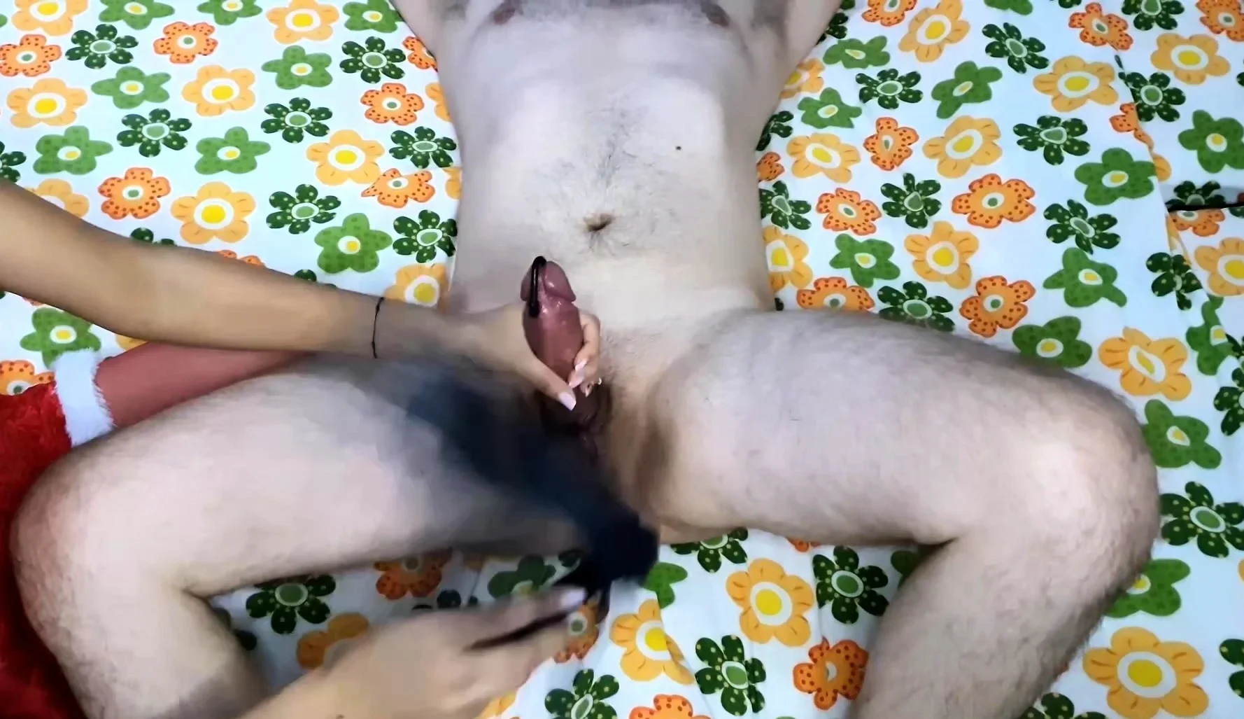 Close up big cock handjob