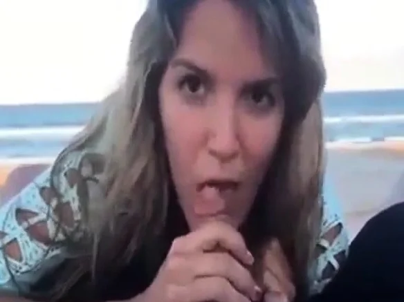 Nice tease, blowjob, fuck and facial in the beach