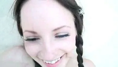 Beautiful teen brunette Jessica Sinn masturbates