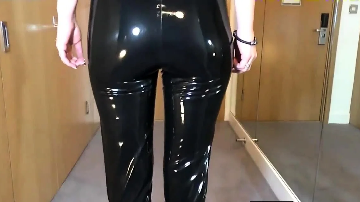 Sexy Latex Liquid Leggings with Red Stilettos Fetish