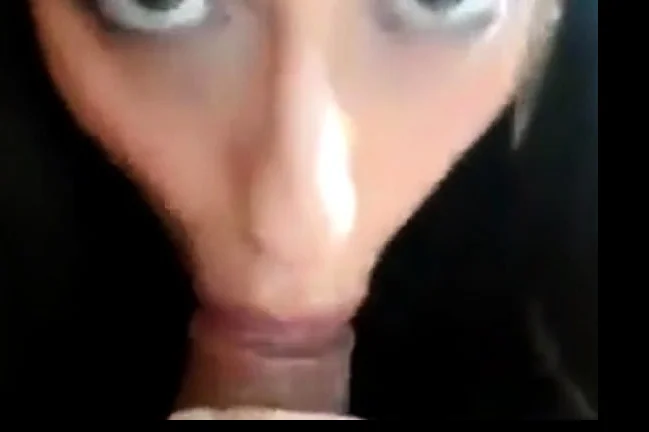 Dark eyed college chick gives head and swallows