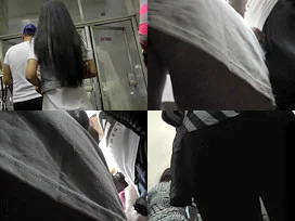 Upskirt vid of girl in tight skirt, wearing a g-string