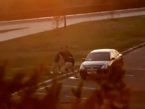 Unaware cutie pisses on the parking lot
