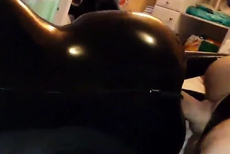 Sex with my girl in black latex catsuit
