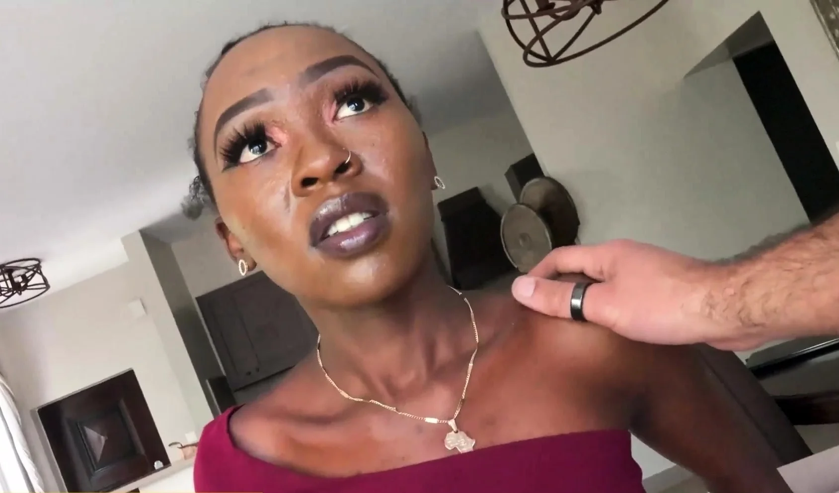 Skinny African girl skips the line