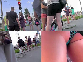 Funny panties of sexy chick seen in free upskirt video