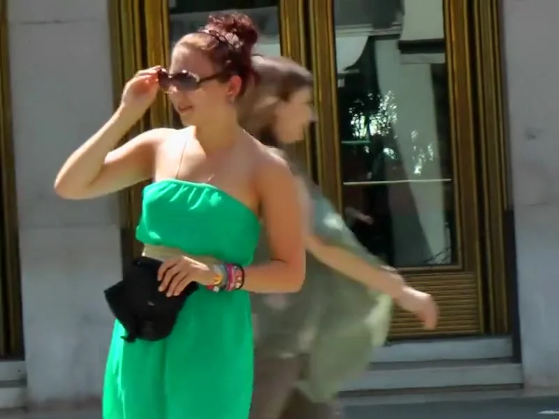 Hot tourist girl's see through dress