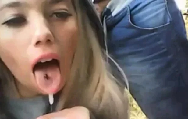 Sexy Hot Blonde Cum In Mouth Outdoor