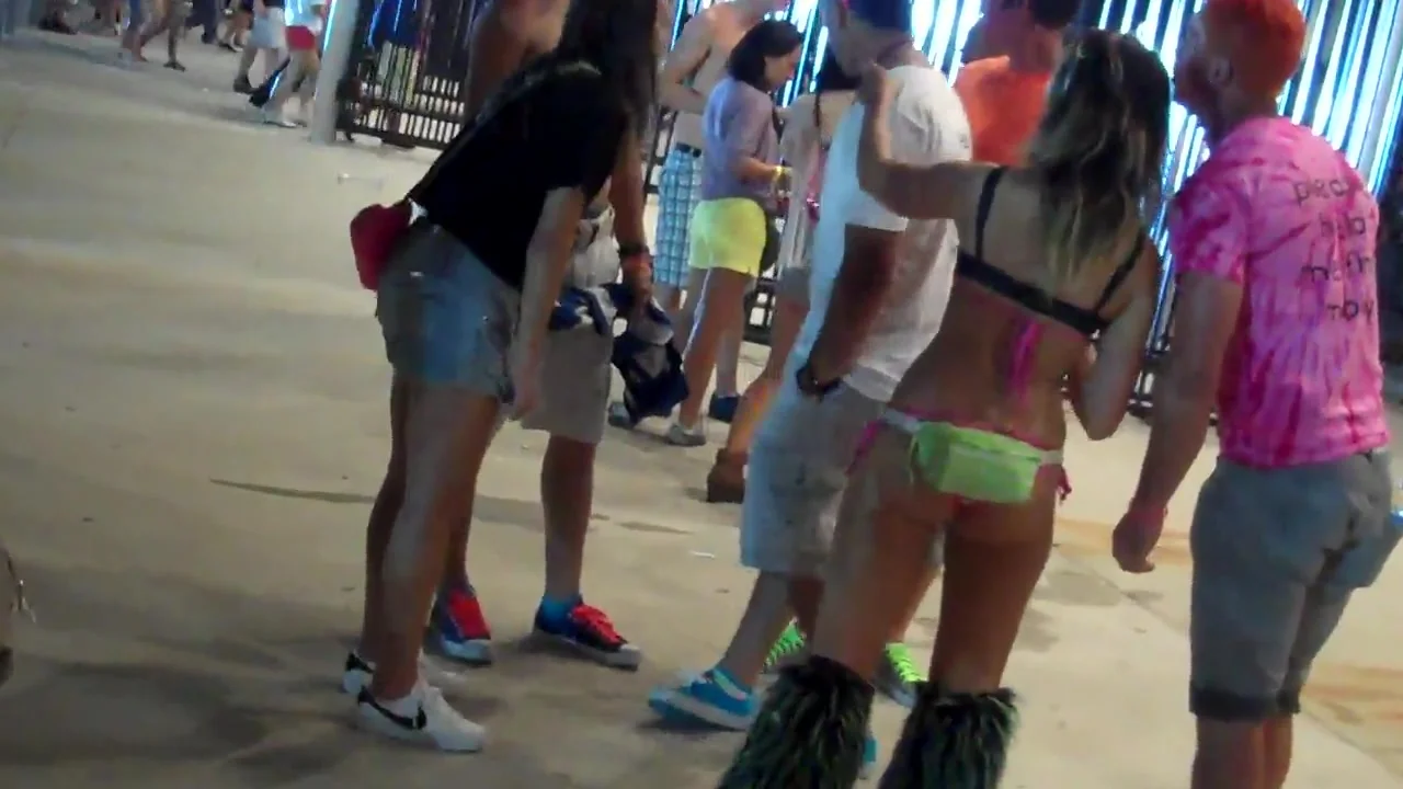 Chicks in skimpy cloths at music festival