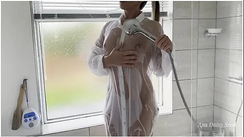 4k Transparent Dry To Wet White Dress Try On Haul