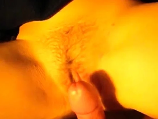 Cum on hairy pussy and string