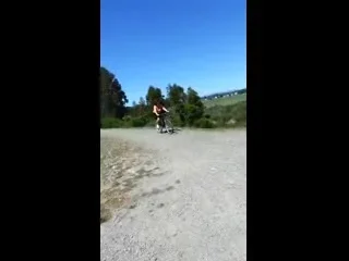 Nice big boobs bounce on bike