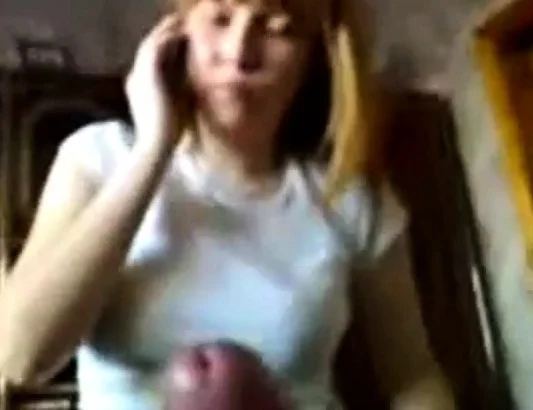 Blowjob and handjob by Redhead Russian Teen while on phone