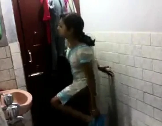 Indian girl in bathroom