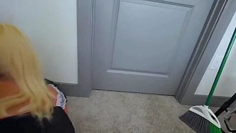 The Blonde Cleans The House, And The Owners Cock Has Time To Suck