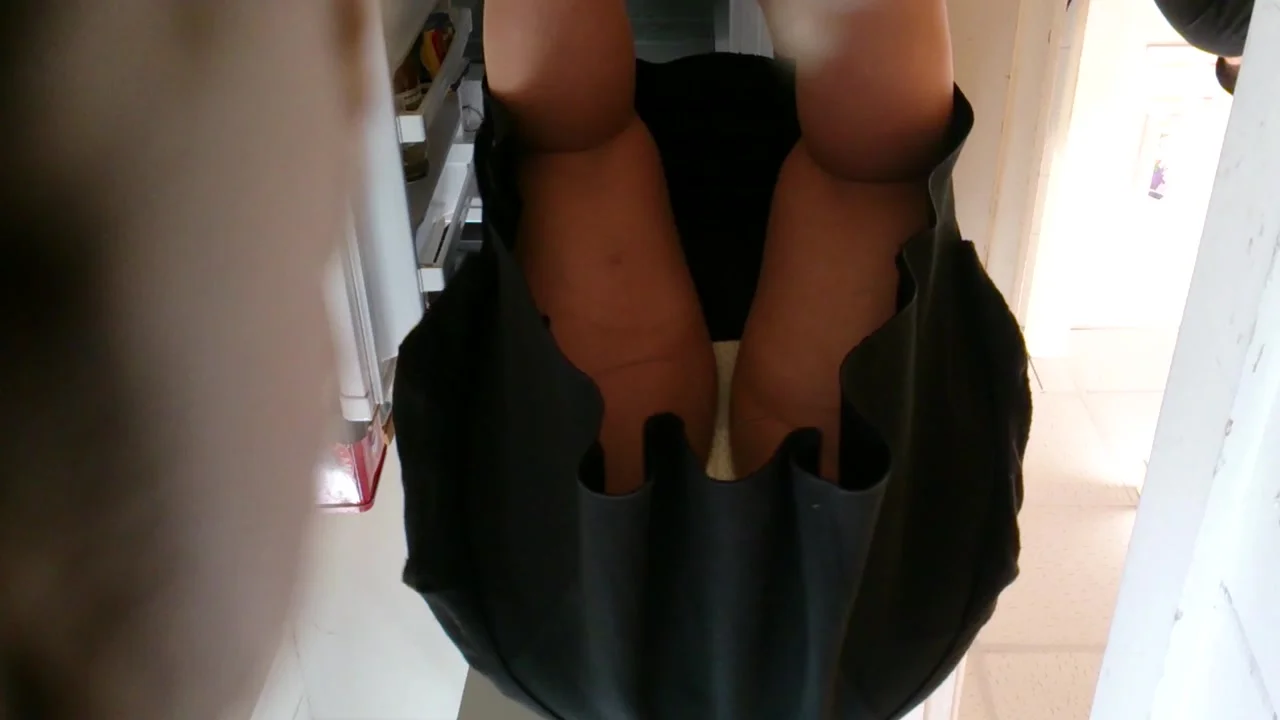 Upskirt white spotted panties