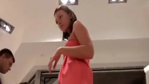 Upskirt in shoe store