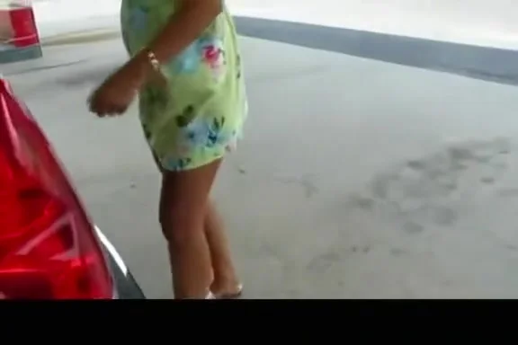 Flashing sexy Ass at Gas station