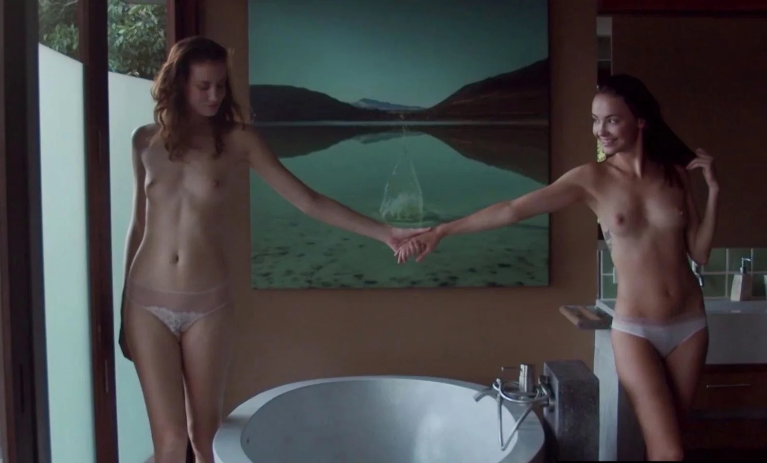 MILF and lesbian teen headed to the bath
