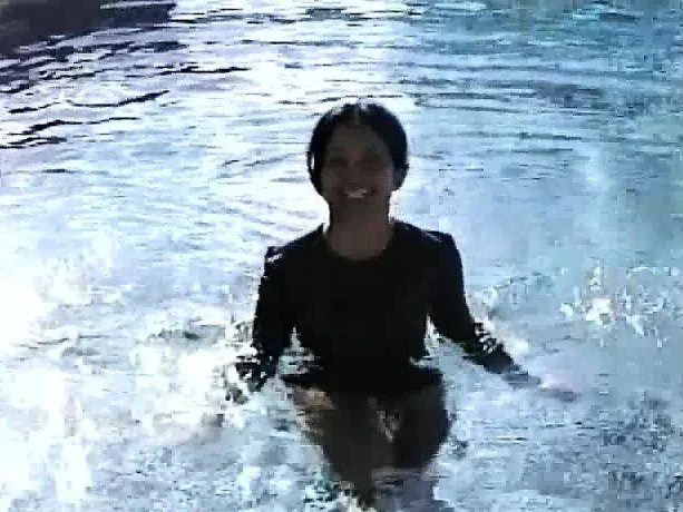 Noy loves getting wet in the pool and revealing her hot beaver
