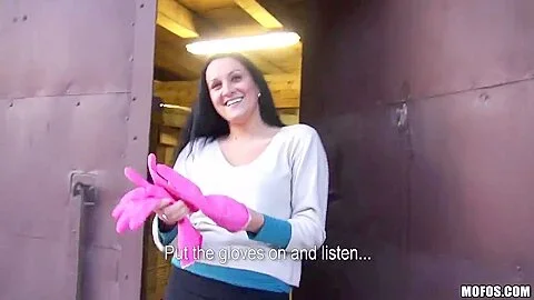 Dark haired Clair Brooks shows her nice firm tits