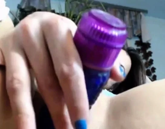 Blue Dildo In Hairy Pussy...