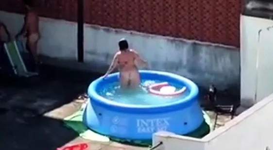 Girls watching couple fuck at pool CFNM