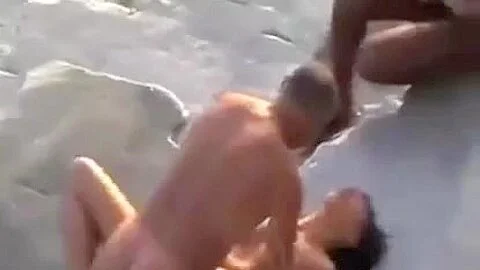 Hot threesome at Nude Beach