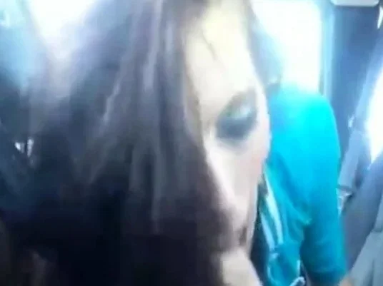 Brunette girl gives car blowjob and swallows cum