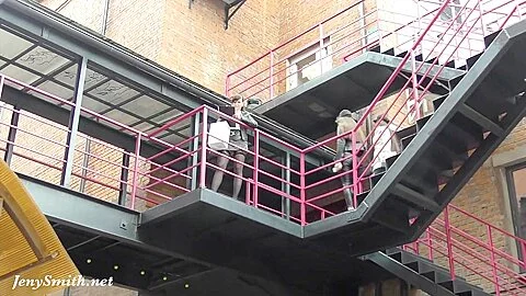 Flashing stockings line with mini skirt by sexy Jeny Smith