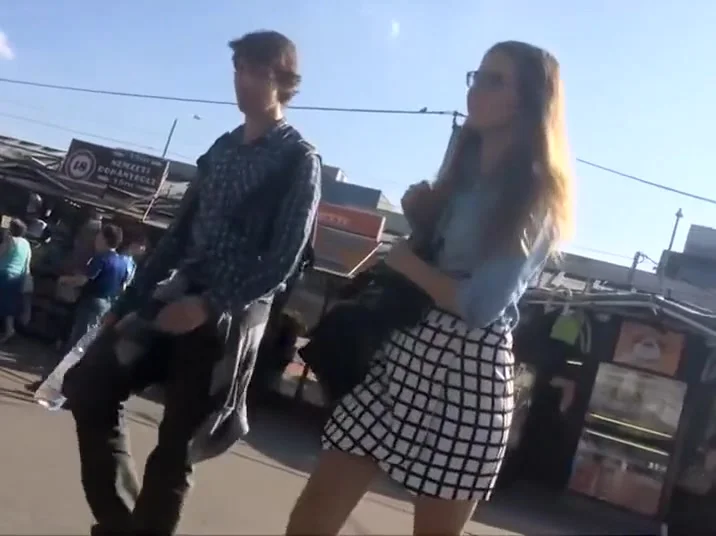 Stalking a geeky girl for an upskirt view