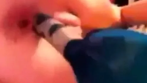 Fucking  her ass with hairbrush