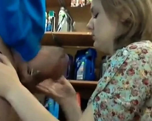 Sucks cock at work in the store