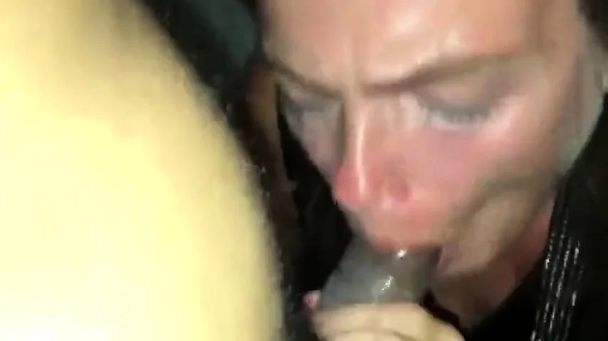 Mature Brunette's Interracial Blowjob