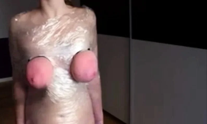 extreme tits punishment, wrapped in plastic