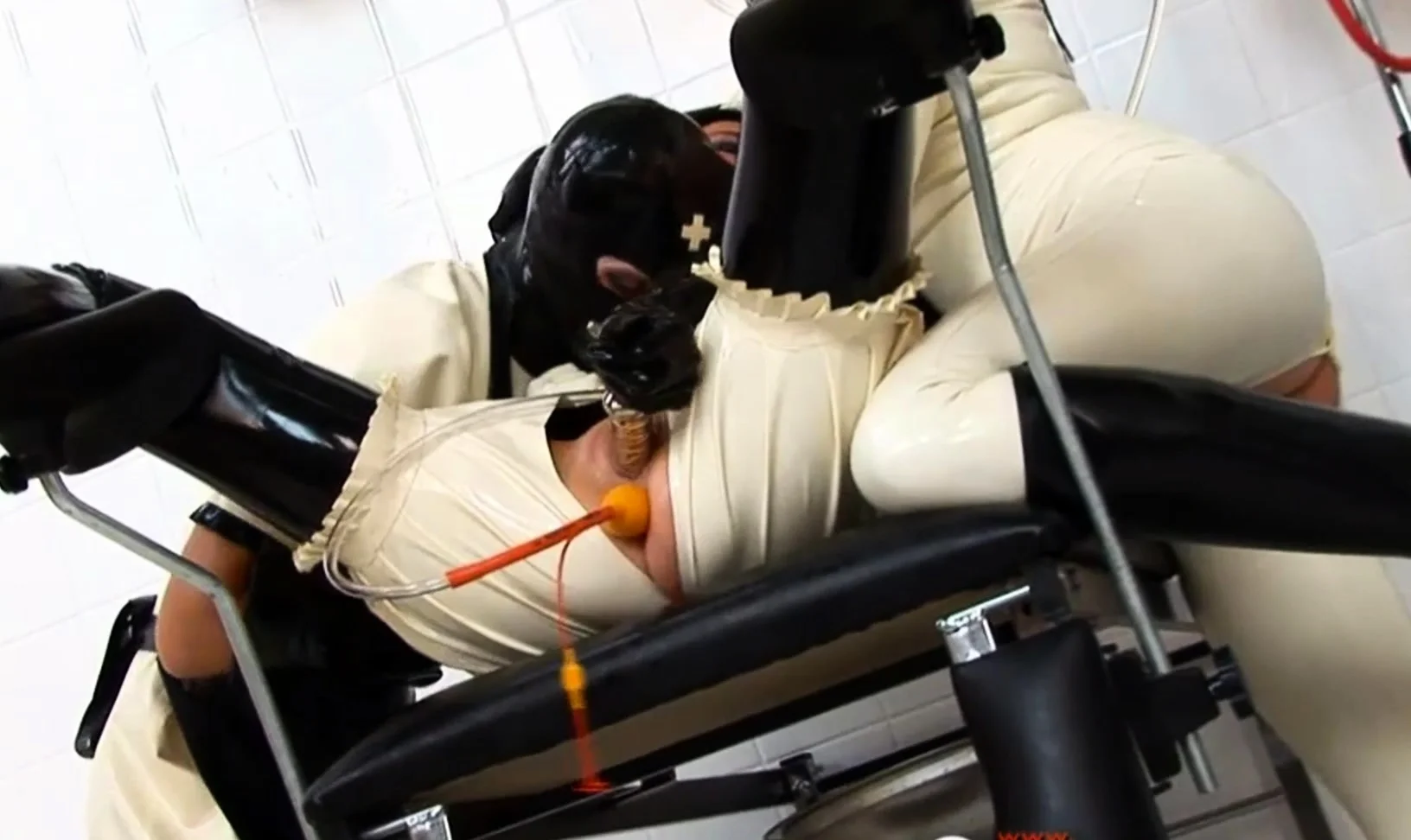 Latex fetish femdom bdsm anal strap on pain