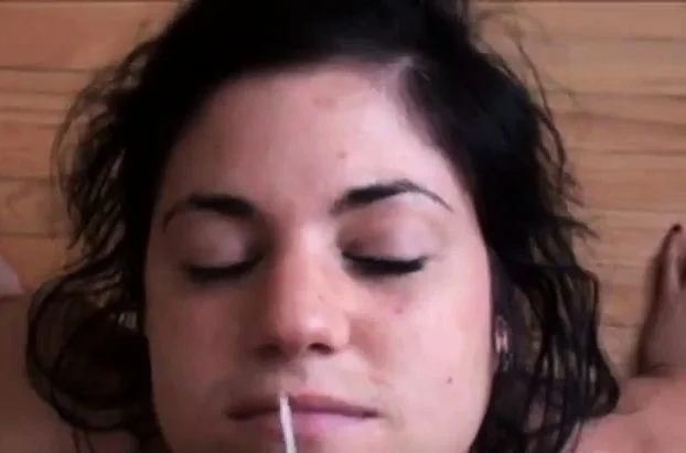 Giving the cute amateur girl a facial in slo-mo