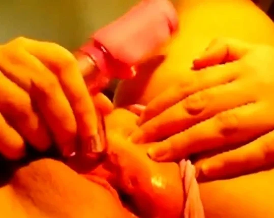 Wet puffy pussy masturbation on close-up