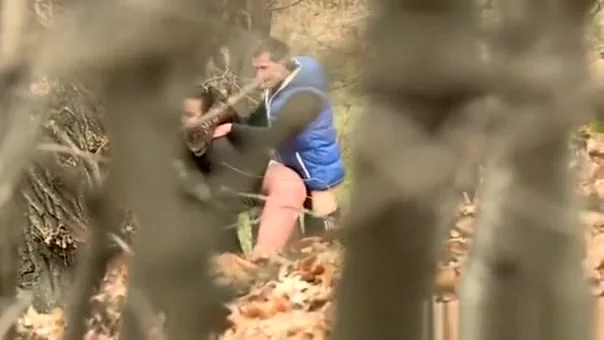A boy with a girl having sex on a public place