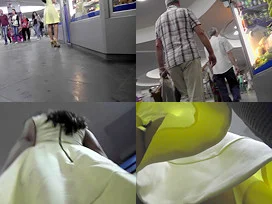 G-string upskirt footage of a chick wearing mini skirt