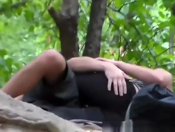 Couple making out in park
